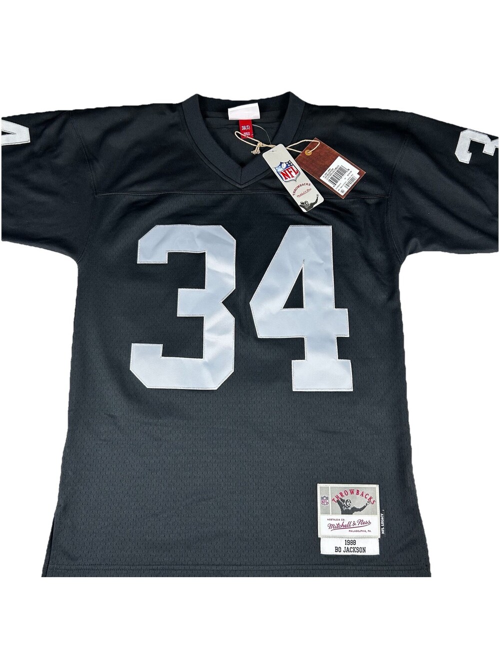 Mitchell & Ness NFL Raiders Throwback #34 Bo Jackson Black Jersey Size Small 36